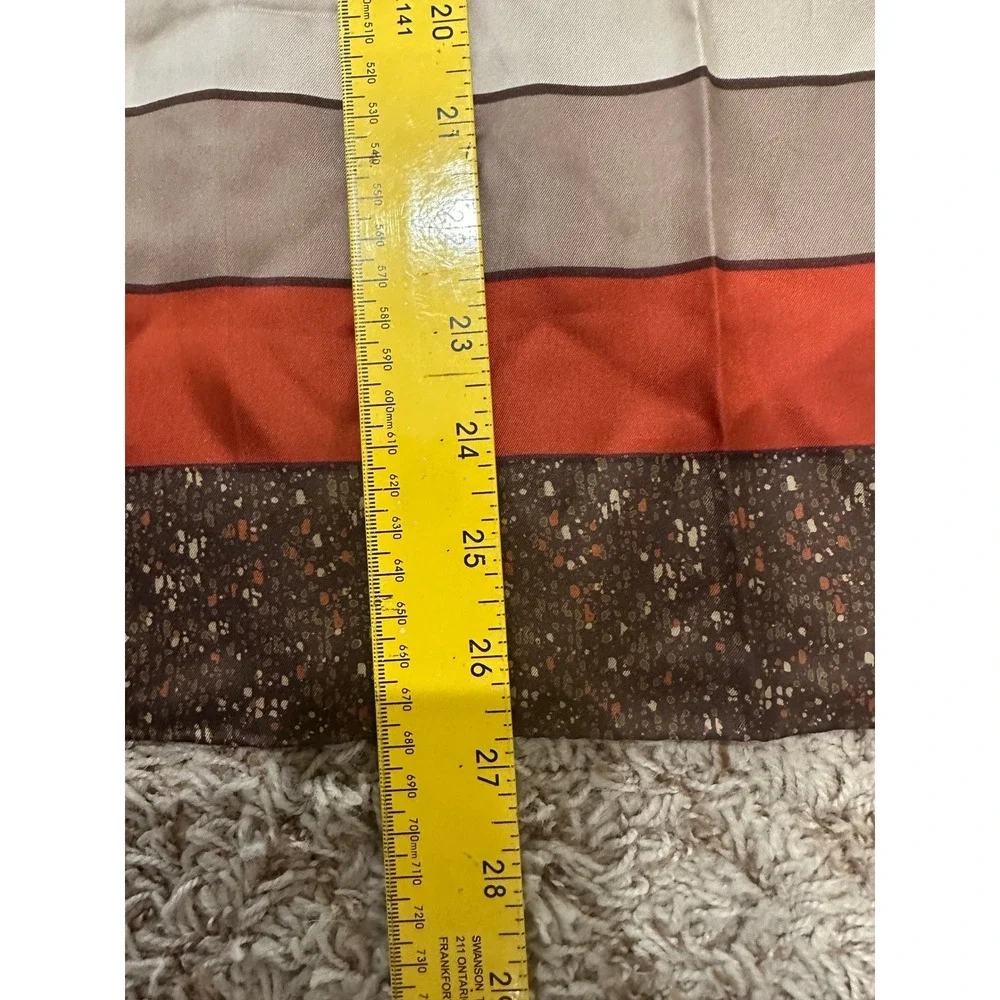 Pierre Balmain Paris Vintage Silk Square Scarf Rust Brown Geometric Pebble Print